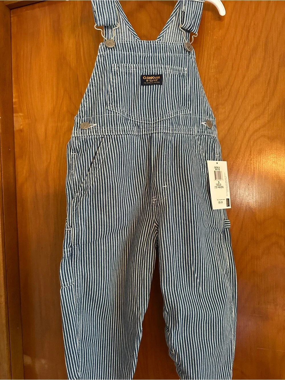 VTG OshKosh B’Gosh Hickory Stripe Railroad Overalls 3T